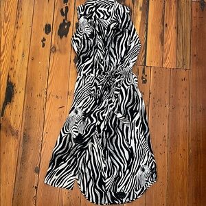 Equipment Black and White Silk Zebra Dress